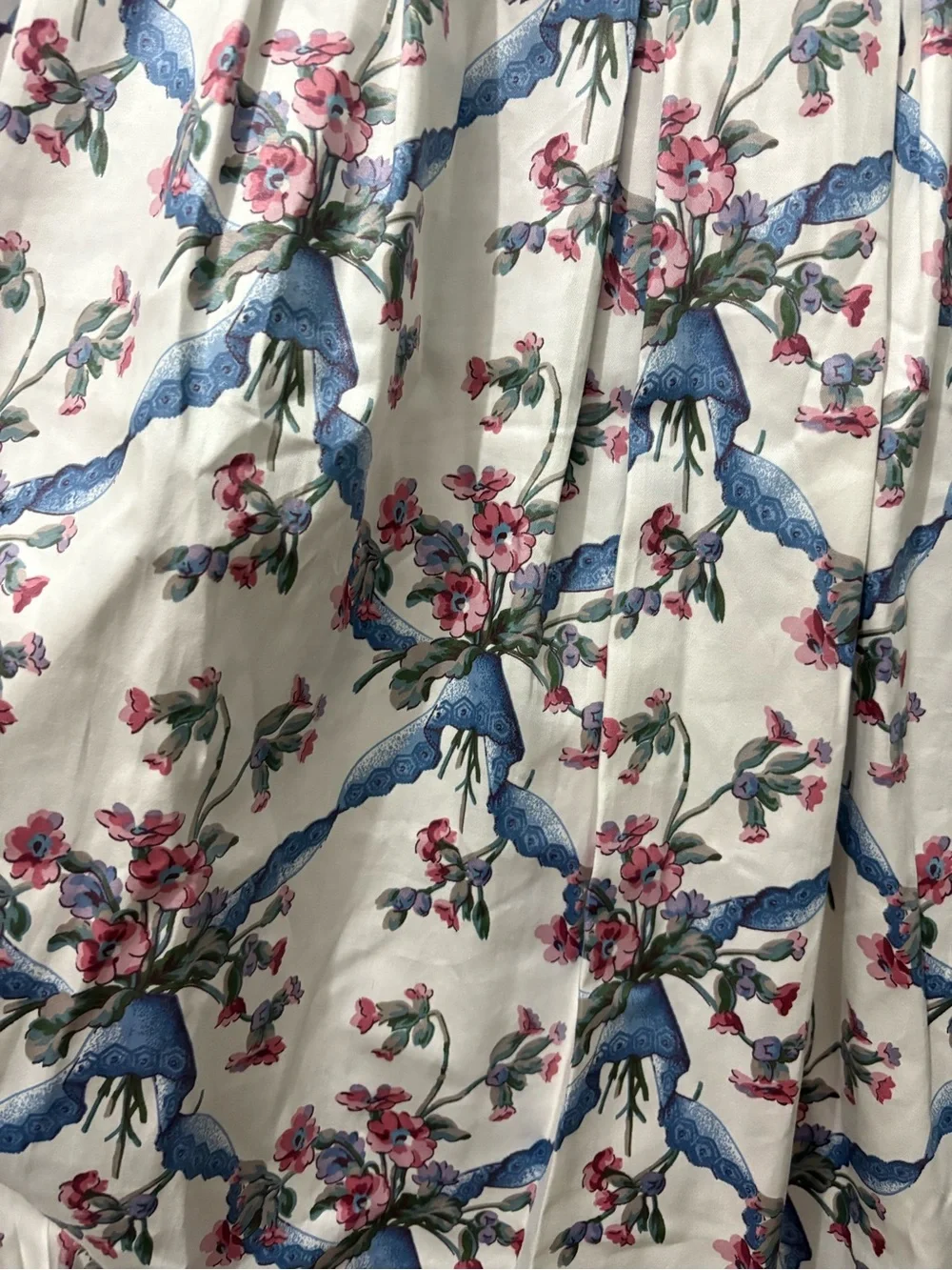 Vintage Sharon Young White Floral and Lace Print Cottagecore Cotton Maxi Skirt